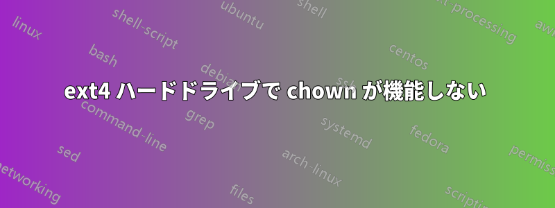 ext4 ハードドライブで chown が機能しない