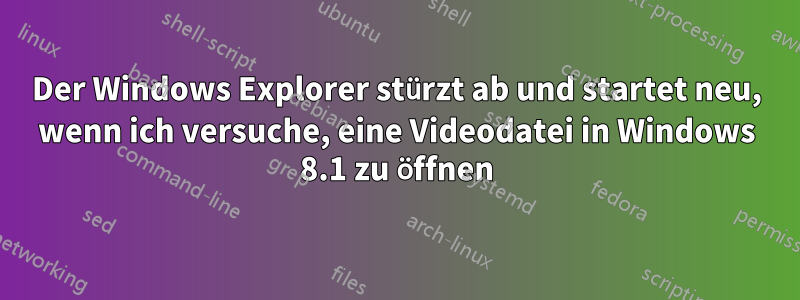 Der Windows Explorer stürzt ab und startet neu, wenn ich versuche, eine Videodatei in Windows 8.1 zu öffnen