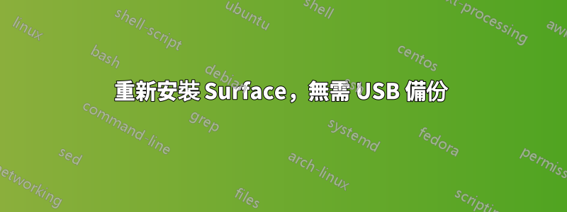 重新安裝 Surface，無需 USB 備份