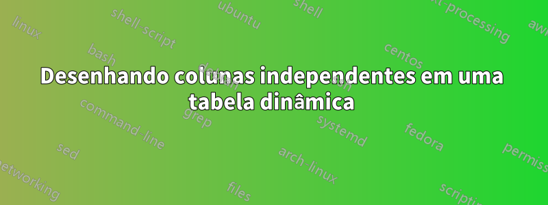 Desenhando colunas independentes em uma tabela dinâmica