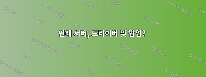 인쇄 서버, 드라이버 및 팝업?