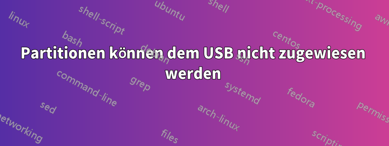 Partitionen können dem USB nicht zugewiesen werden