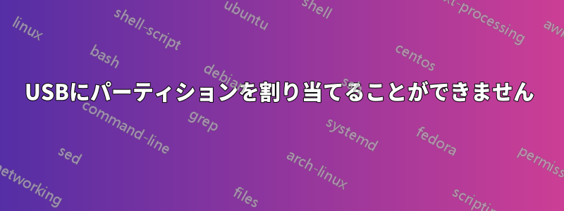 USBにパーティションを割り当てることができません