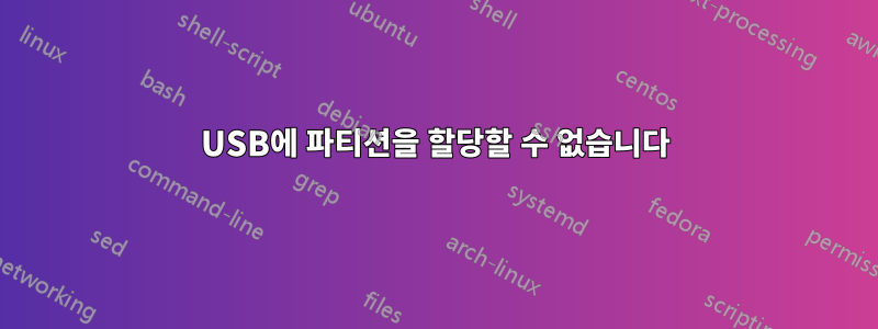 USB에 파티션을 할당할 수 없습니다
