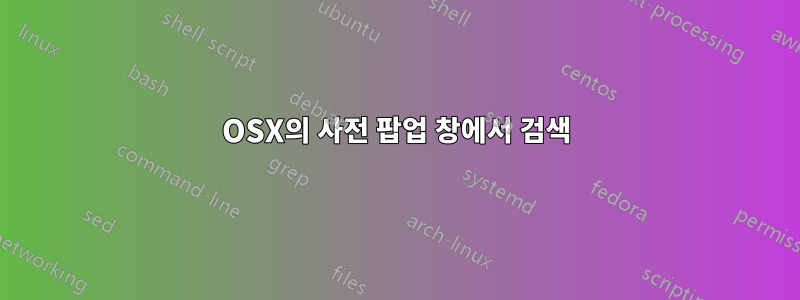 OSX의 사전 팝업 창에서 검색