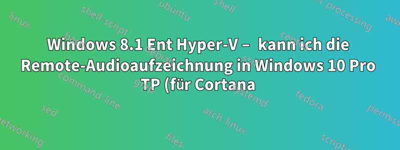 Windows 8.1 Ent Hyper-V – kann ich die Remote-Audioaufzeichnung in Windows 10 Pro TP (für Cortana) aktivieren?