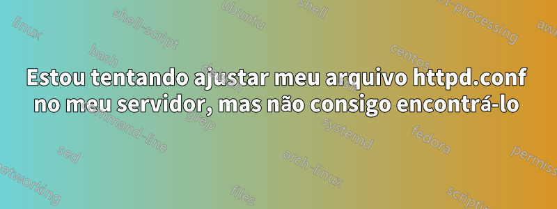 Estou tentando ajustar meu arquivo httpd.conf no meu servidor, mas não consigo encontrá-lo