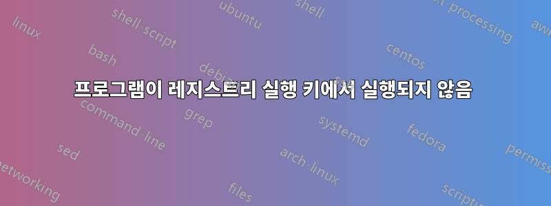 프로그램이 레지스트리 실행 키에서 실행되지 않음