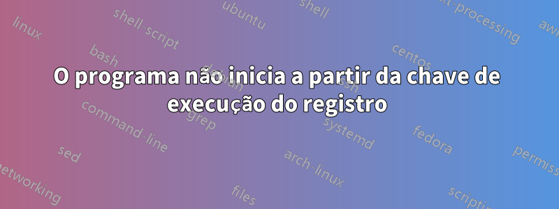 O programa não inicia a partir da chave de execução do registro