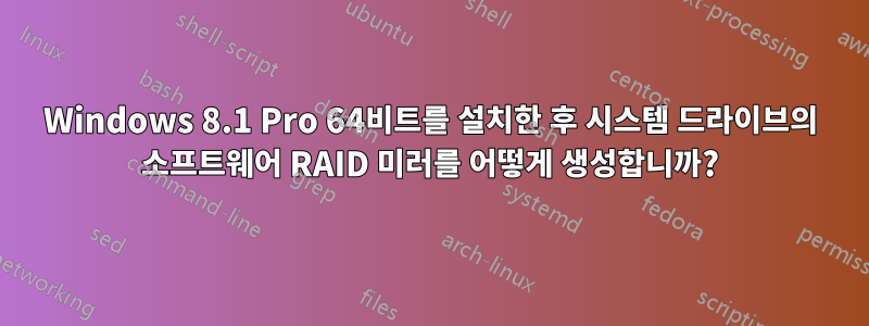 Windows 8.1 Pro 64비트를 설치한 후 시스템 드라이브의 소프트웨어 RAID 미러를 어떻게 생성합니까?