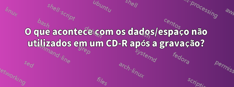 O que acontece com os dados/espaço não utilizados em um CD-R após a gravação?