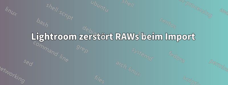 Lightroom zerstört RAWs beim Import