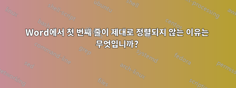 Word에서 첫 번째 줄이 제대로 정렬되지 않는 이유는 무엇입니까?