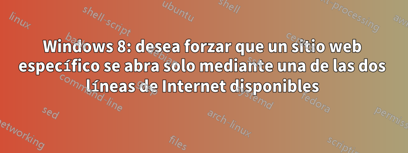 Windows 8: desea forzar que un sitio web específico se abra solo mediante una de las dos líneas de Internet disponibles