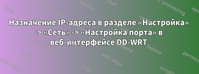 Назначение IP-адреса в разделе «Настройка» -> «Сеть» -> «Настройка порта» в веб-интерфейсе DD-WRT