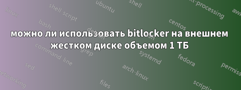 можно ли использовать bitlocker на внешнем жестком диске объемом 1 ТБ