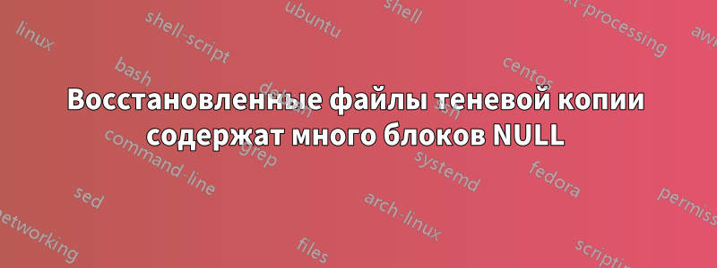 Восстановленные файлы теневой копии содержат много блоков NULL