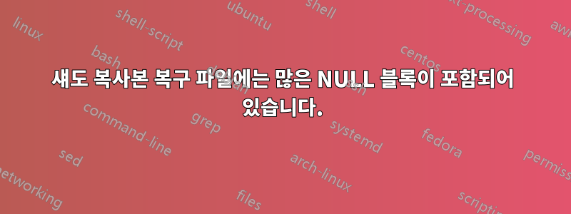 섀도 복사본 복구 파일에는 많은 NULL 블록이 포함되어 있습니다.