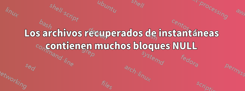 Los archivos recuperados de instantáneas contienen muchos bloques NULL