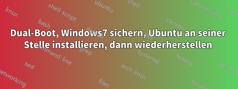 Dual-Boot, Windows7 sichern, Ubuntu an seiner Stelle installieren, dann wiederherstellen