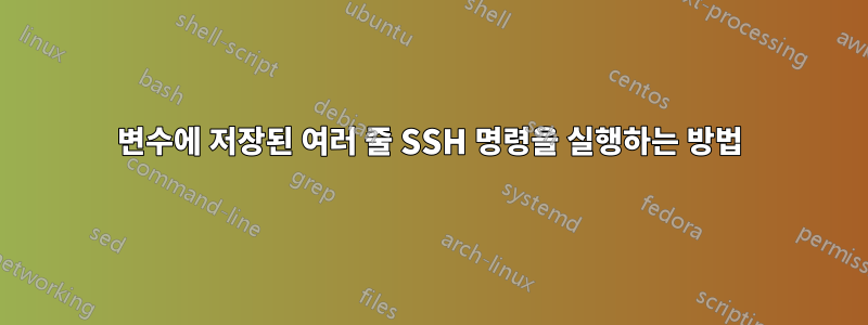 변수에 저장된 여러 줄 SSH 명령을 실행하는 방법