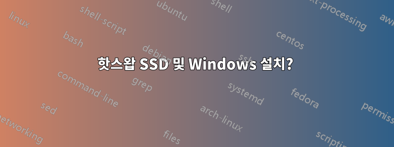 핫스왑 SSD 및 Windows 설치?