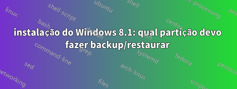 instalação do Windows 8.1: qual partição devo fazer backup/restaurar