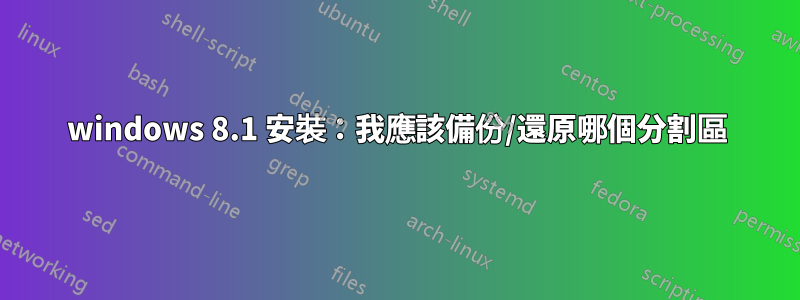 windows 8.1 安裝：我應該備份/還原哪個分割區