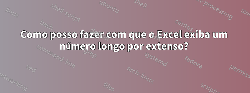 Como posso fazer com que o Excel exiba um número longo por extenso?