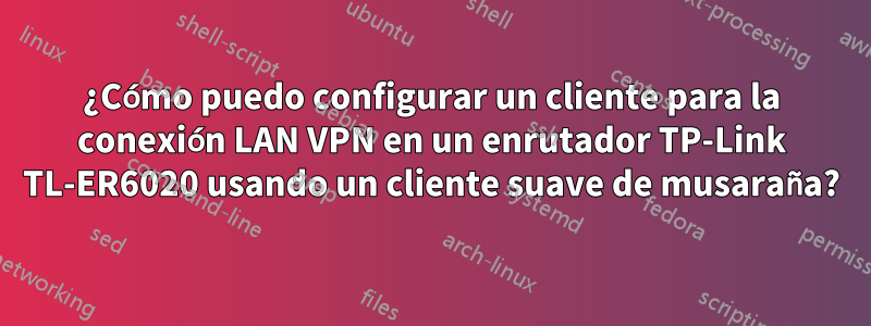 ¿Cómo puedo configurar un cliente para la conexión LAN VPN en un enrutador TP-Link TL-ER6020 usando un cliente suave de musaraña?