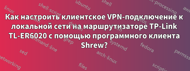 Как настроить клиентское VPN-подключение к локальной сети на маршрутизаторе TP-Link TL-ER6020 с помощью программного клиента Shrew?