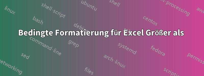 Bedingte Formatierung für Excel Größer als