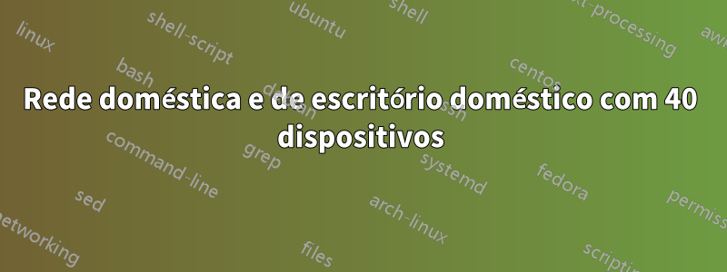 Rede doméstica e de escritório doméstico com 40 dispositivos