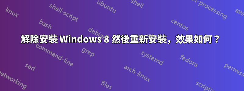 解除安裝 Windows 8 然後重新安裝，效果如何？