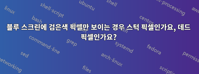 블루 스크린에 검은색 픽셀만 보이는 경우 스턱 픽셀인가요, 데드 픽셀인가요?