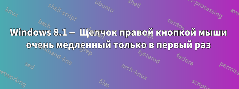 Windows 8.1 — Щелчок правой кнопкой мыши очень медленный только в первый раз