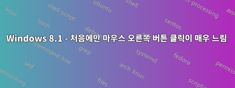 Windows 8.1 - 처음에만 마우스 오른쪽 버튼 클릭이 매우 느림