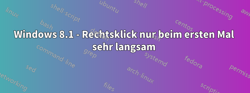 Windows 8.1 - Rechtsklick nur beim ersten Mal sehr langsam