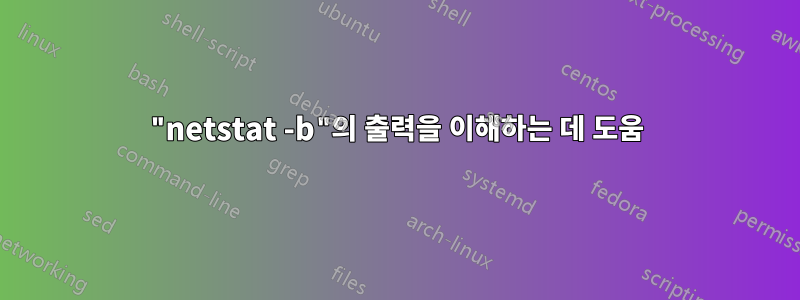 "netstat -b"의 출력을 이해하는 데 도움