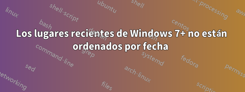 Los lugares recientes de Windows 7+ no están ordenados por fecha 