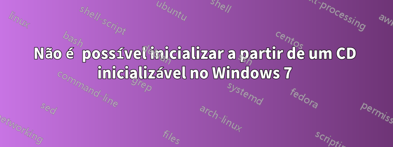 Não é possível inicializar a partir de um CD inicializável no Windows 7