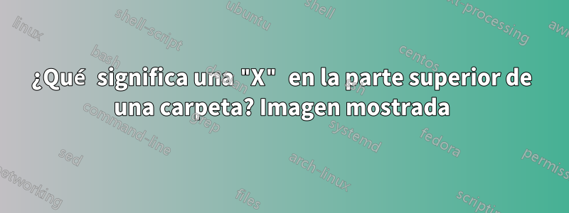 ¿Qué significa una "X" en la parte superior de una carpeta? Imagen mostrada