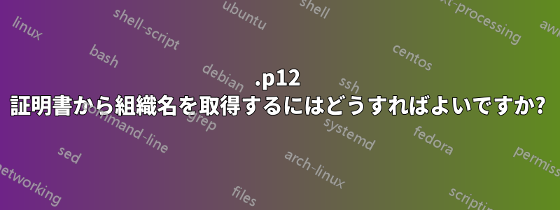 .p12 証明書から組織名を取得するにはどうすればよいですか?