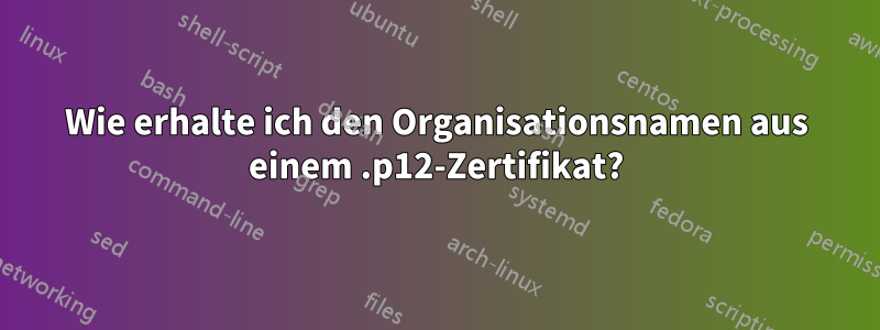 Wie erhalte ich den Organisationsnamen aus einem .p12-Zertifikat?