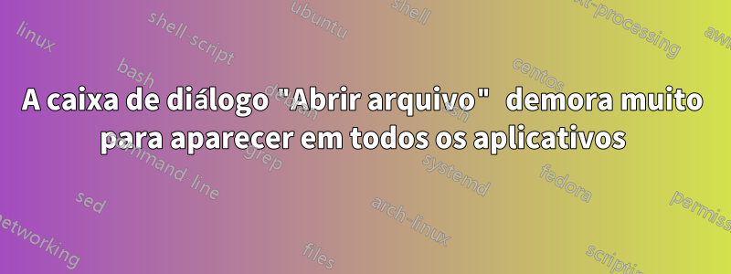 A caixa de diálogo "Abrir arquivo" demora muito para aparecer em todos os aplicativos