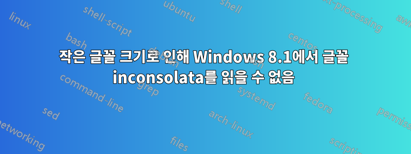 작은 글꼴 크기로 인해 Windows 8.1에서 글꼴 inconsolata를 읽을 수 없음