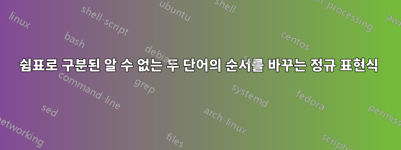 쉼표로 구분된 알 수 없는 두 단어의 순서를 바꾸는 정규 표현식