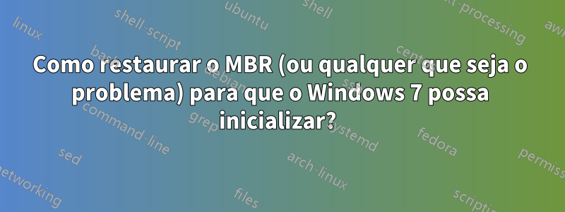 Como restaurar o MBR (ou qualquer que seja o problema) para que o Windows 7 possa inicializar? 