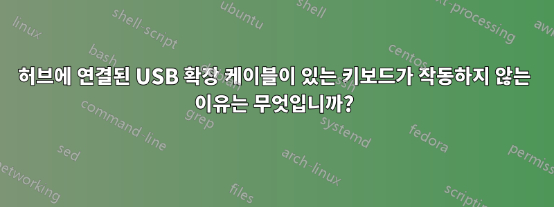 허브에 연결된 USB 확장 케이블이 있는 키보드가 작동하지 않는 이유는 무엇입니까?