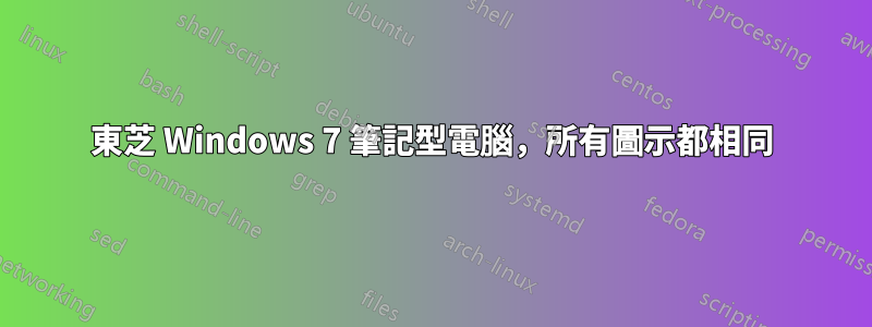 東芝 Windows 7 筆記型電腦，所有圖示都相同